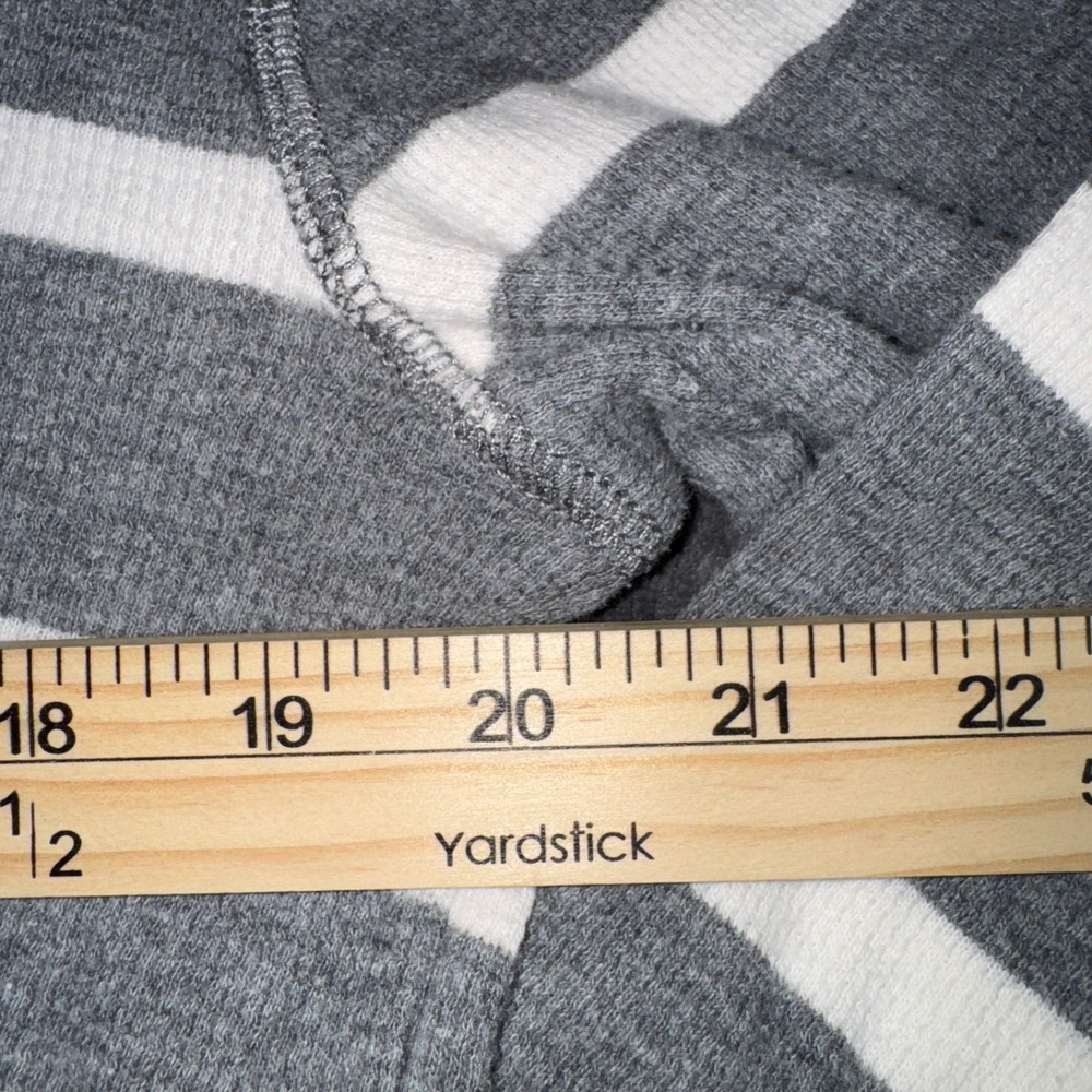 American Eagle Outfitters Mens Medium‎ Grey White Striped Thermal Waffle Hoodie - Picture 12 of 14